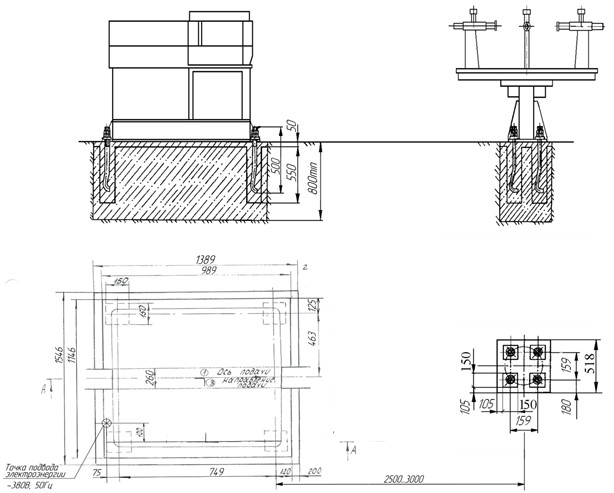 Схема установки автомата АГ 4115 на фундамент