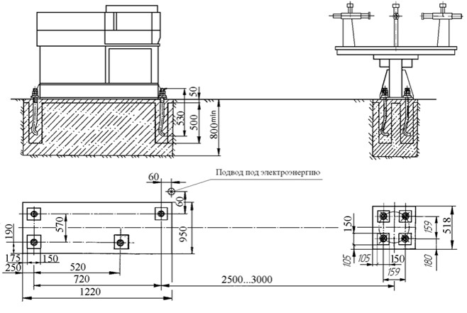 Схема установки автомата АГ4116 на фундамент