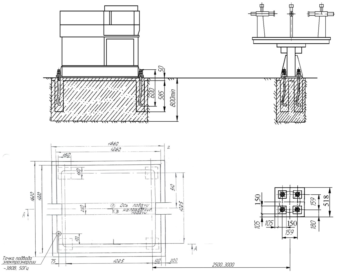 Схема установки автомата АГ 4117 на фундамент
